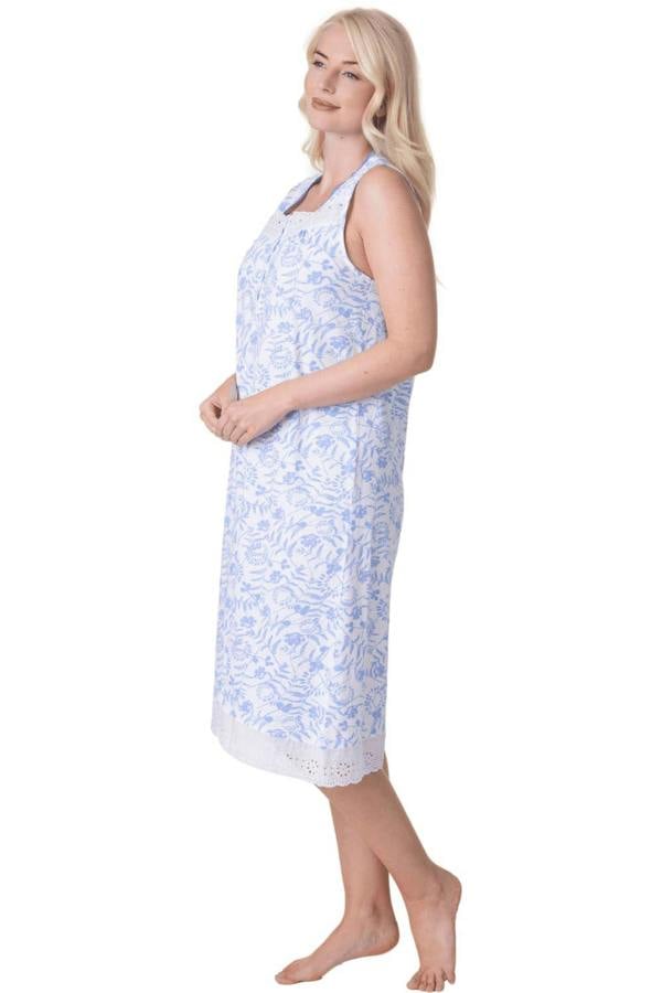 Womens Lightweight Jersey Cotton Sleeveless Floral Nightdresses 