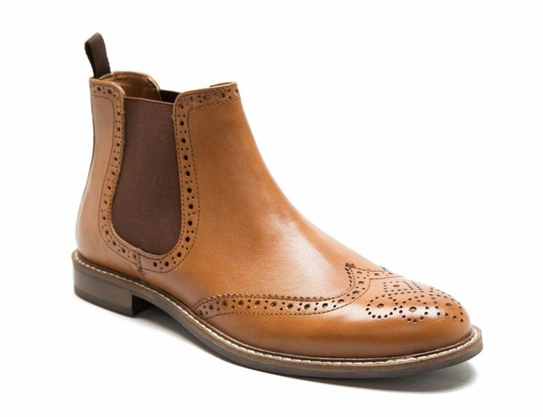 Thomas Crick Red Tape Crick Downton Brogue Mens Chelsea Pull On Leather