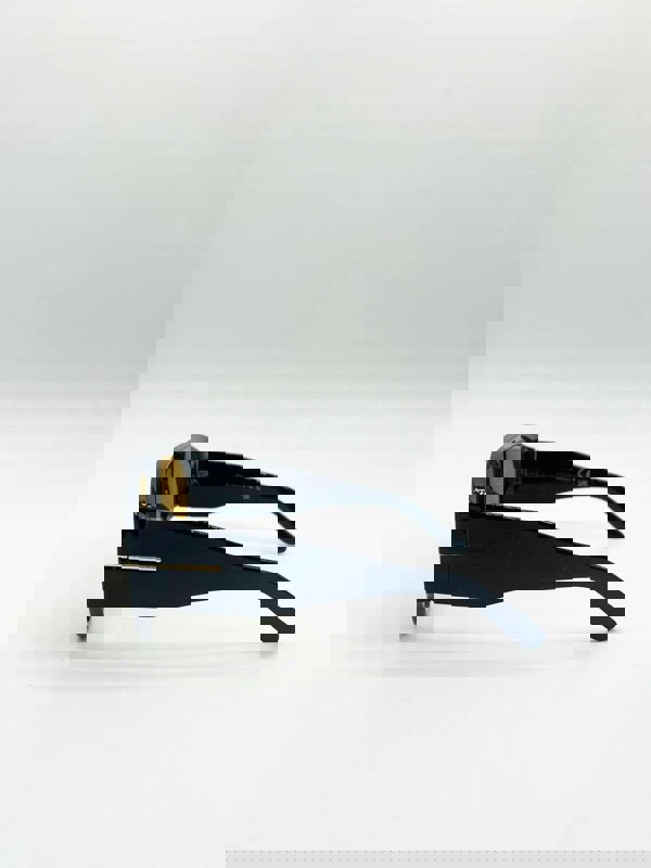 SVNX Oversized Rounded Sunglasses Black Brown