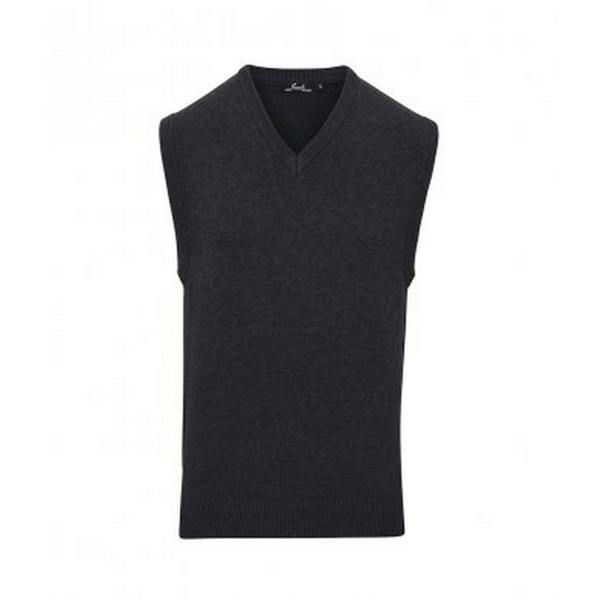 Premier Mens Sleeveless Cotton Acrylic V Neck Sweater - Charcoal