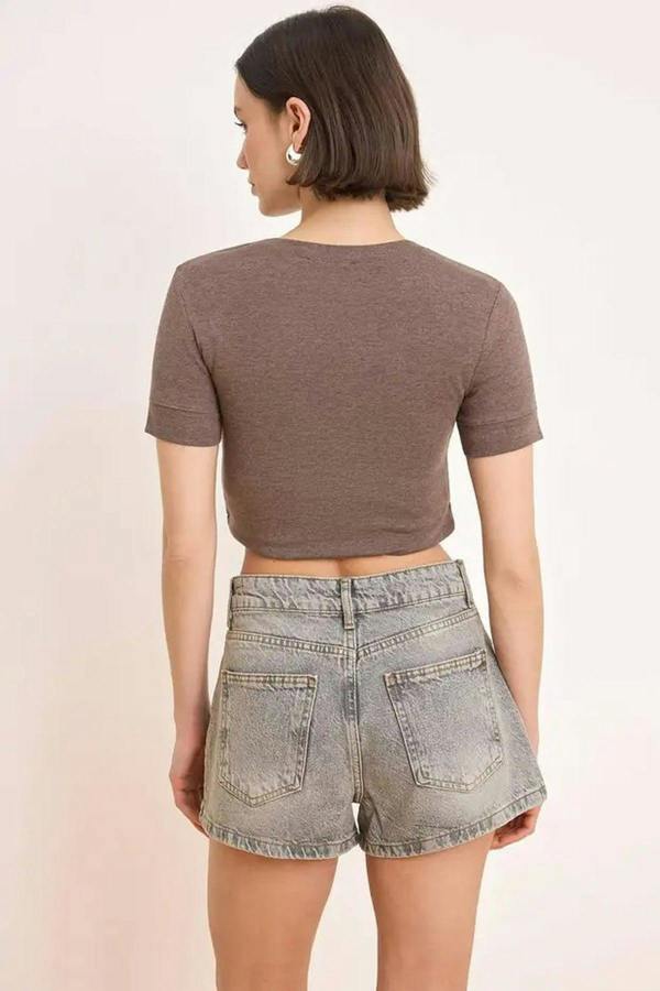 WOVCOR High Waist Mini Denim Shorts