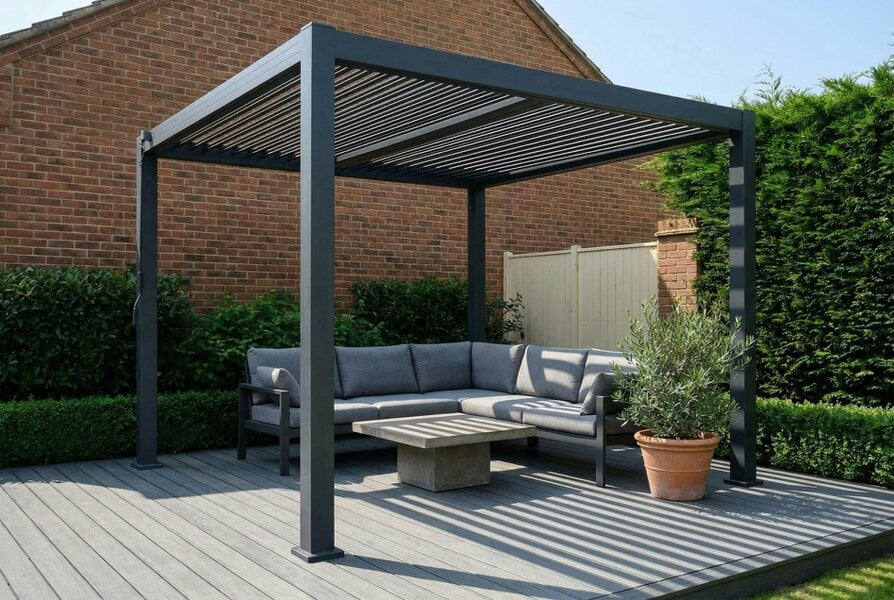 3m x 3m Aluminium Pergola with Manual Louvre Roofing