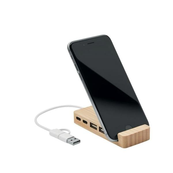 MidOcean Hubstand Bamboo USB Hub - Wood - 