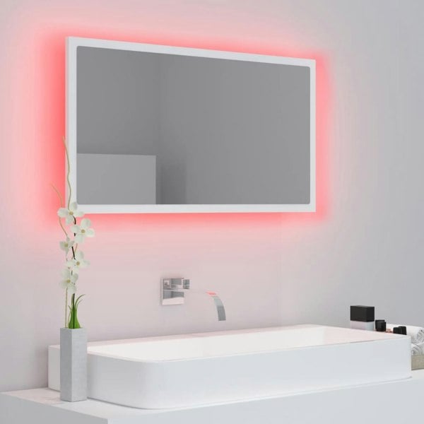 Berkfield LED Bathroom Mirror White 80x8.5x37 cm Acrylic