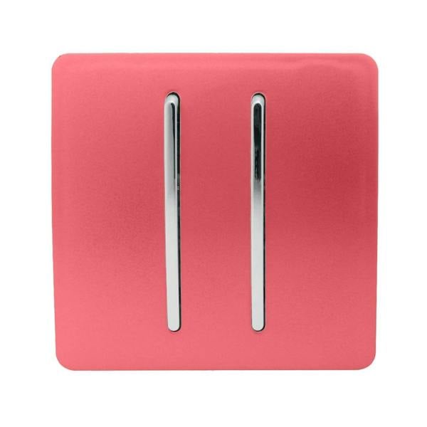 Trendi Switch 2 Gang Intermediate Rocker Light Switch in Strawberry Red