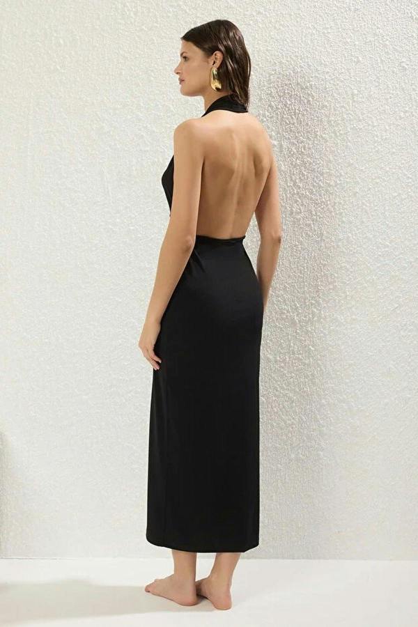 WOVCOR Knitted Maxi Beach Dress with Accessory Details