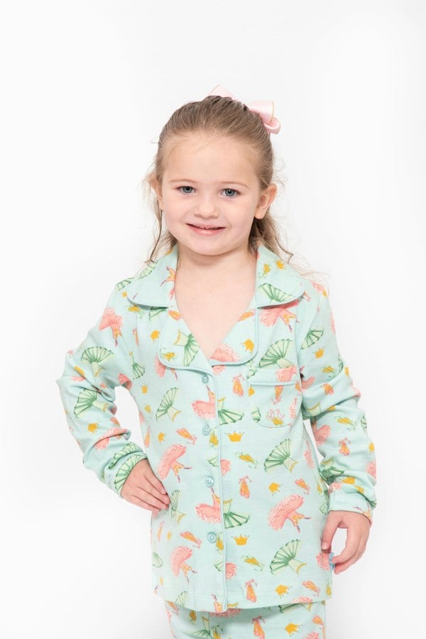 Luca and Rosa Girls button up pyjamas - ballet print