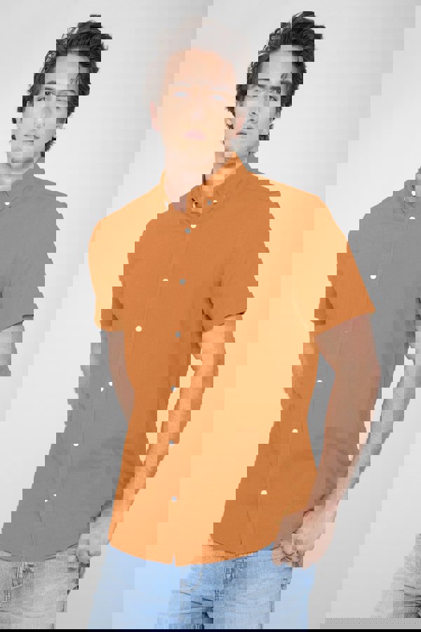 ENORSIA Solid Linen Blend Short Sleeve Shirt