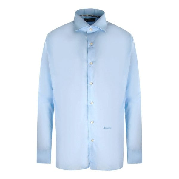 Aquascutum Plain Long Sleeve Blue Shirt XS