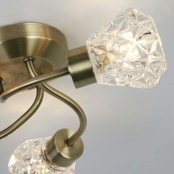 Pagazzi Lighting Dodo 3 Light Antique Brass Flush Ceiling Light