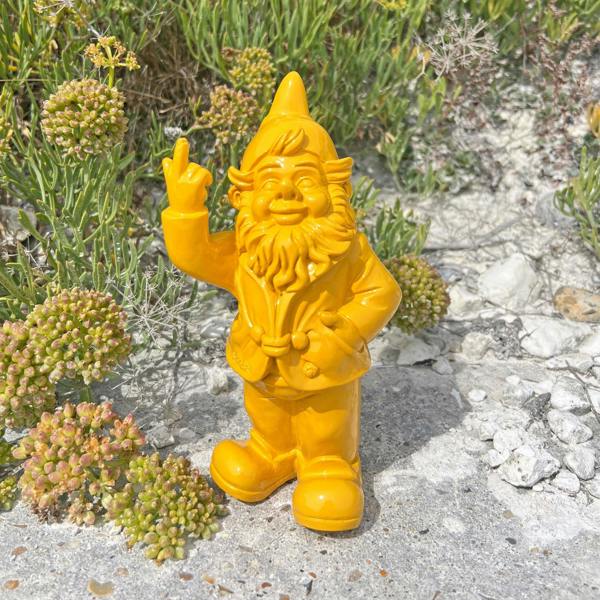 Stoobz Yellow Middle Finger F**k You Garden Gnome 20cm