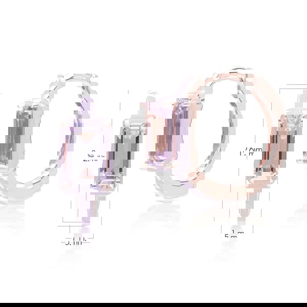 Gemondo Siberian Waltz Violet Enamel & Octagon Amethyst Hoop Earrings In Rose Gold Vermeil