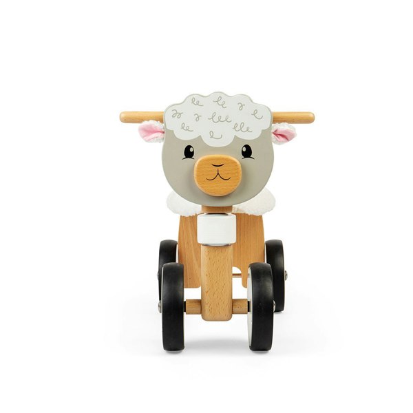 Bigjigs Toys Wooden Ride On Sheep - Sturdy Wooden Handlebars And Fluffy Seat