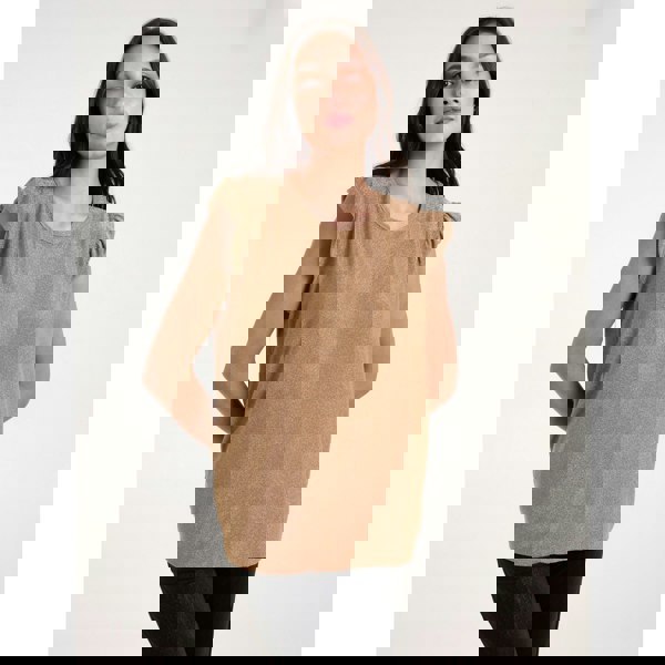 Blue Vanilla Frill Sleeve Metallic Top