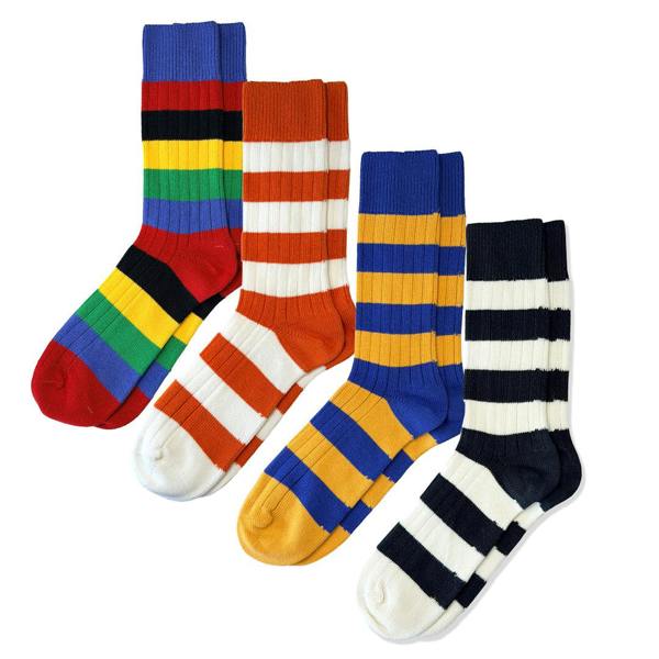 Jemsox Men's Premium Rugby Stripe Socks – Multicolour Stripe (4 Pack Multipack)
