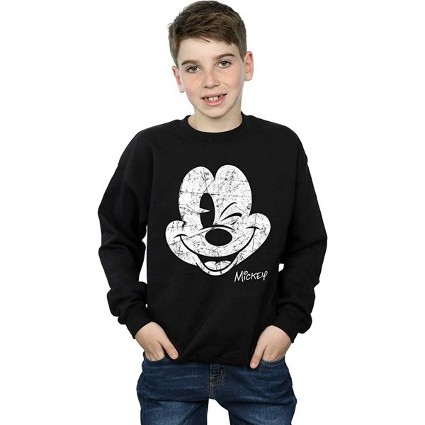 Disney Boys Mickey Mouse Face Cotton Sweatshirt - Black