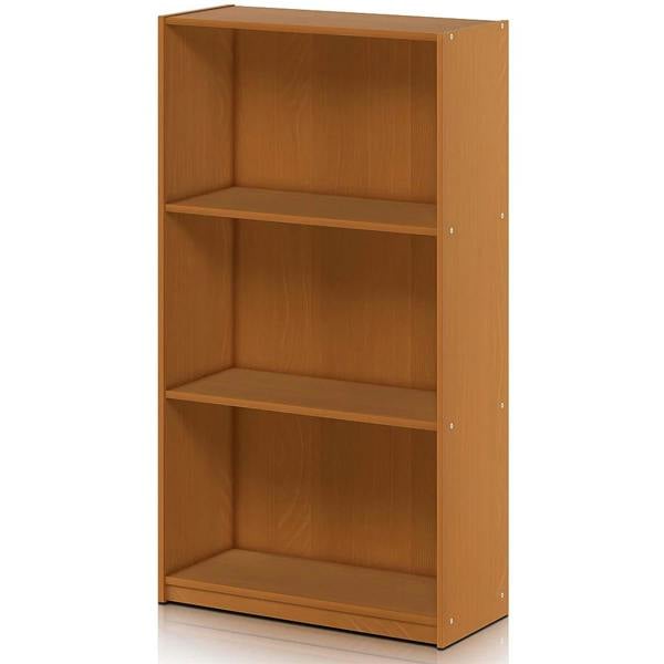 WALPLUS Basic 3-Tier Bookcase Storage Shelves, Light Cherry, 99736LC | Elegant Interior Wall Decoration