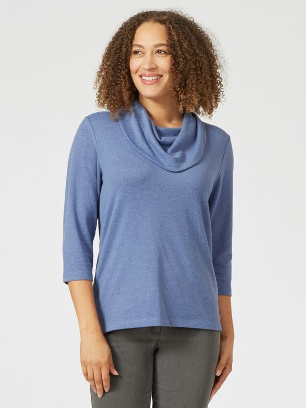 PennyPlain Cowl Neck Top - Sky