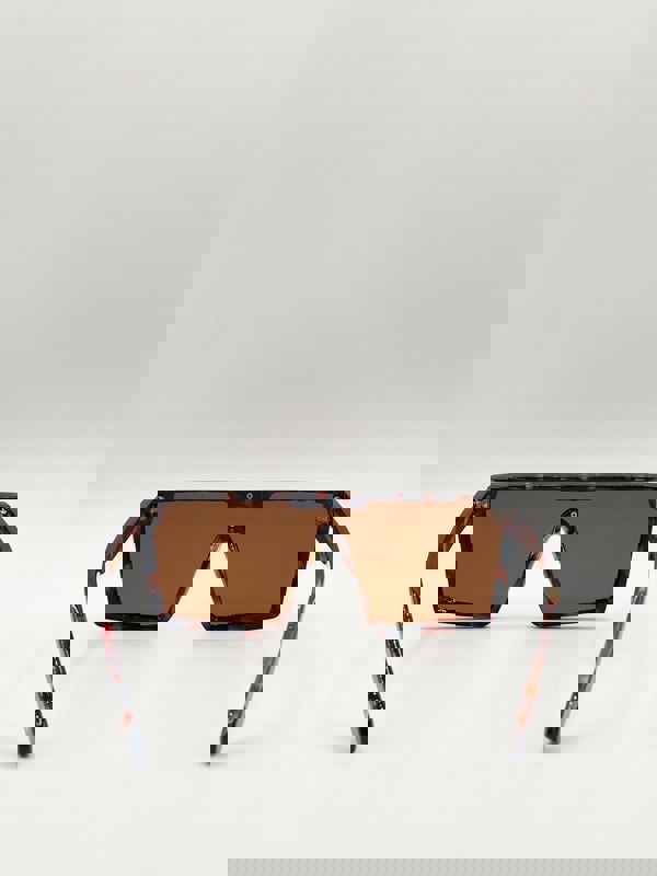 SVNX Tortoiseshell Oversized Flat Top Square Frame Sunglasses