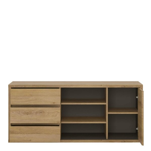 Wyld Haus Athens Natural Oak Wood Effect 1 Door 3 Drawer TV Cabinet