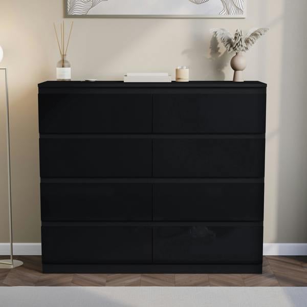 Vida Designs Glinton 8 Drawer Chest, Black