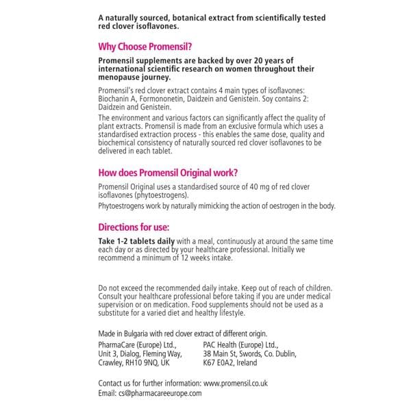 Promensil Maintenance Menopause Original Tablets x 60 - Additional 6