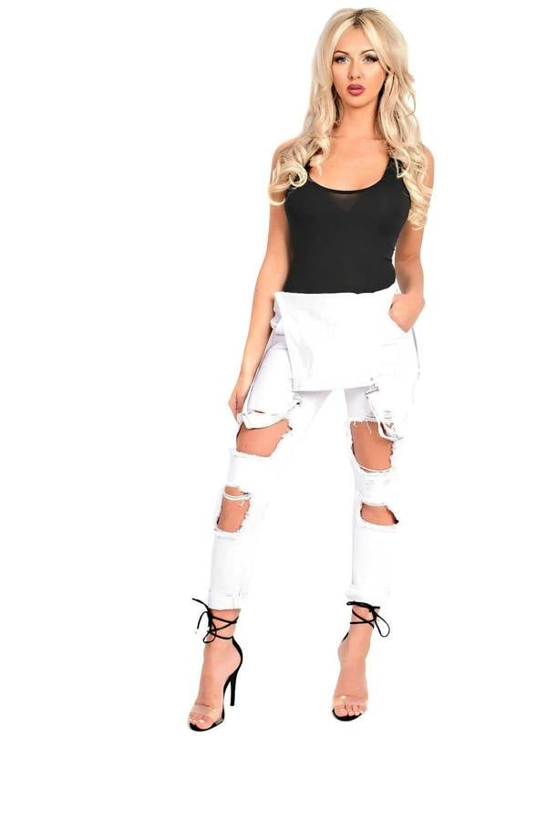 Ripped Dungarees i14277 - Denim
