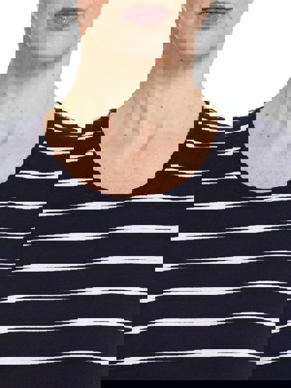 PennyPlain Scoop Neck Striped Top Top - Navy