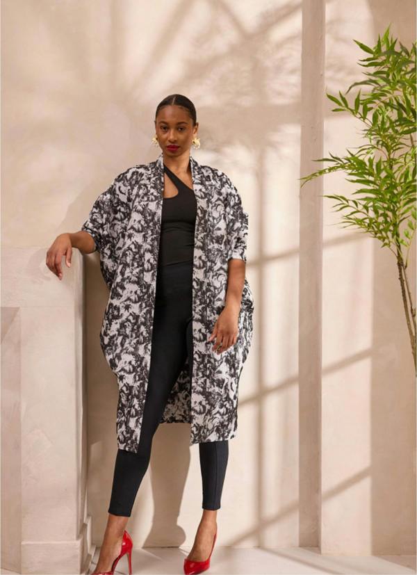 Lioness by TF Monochrome Brocade Kimono Jacket