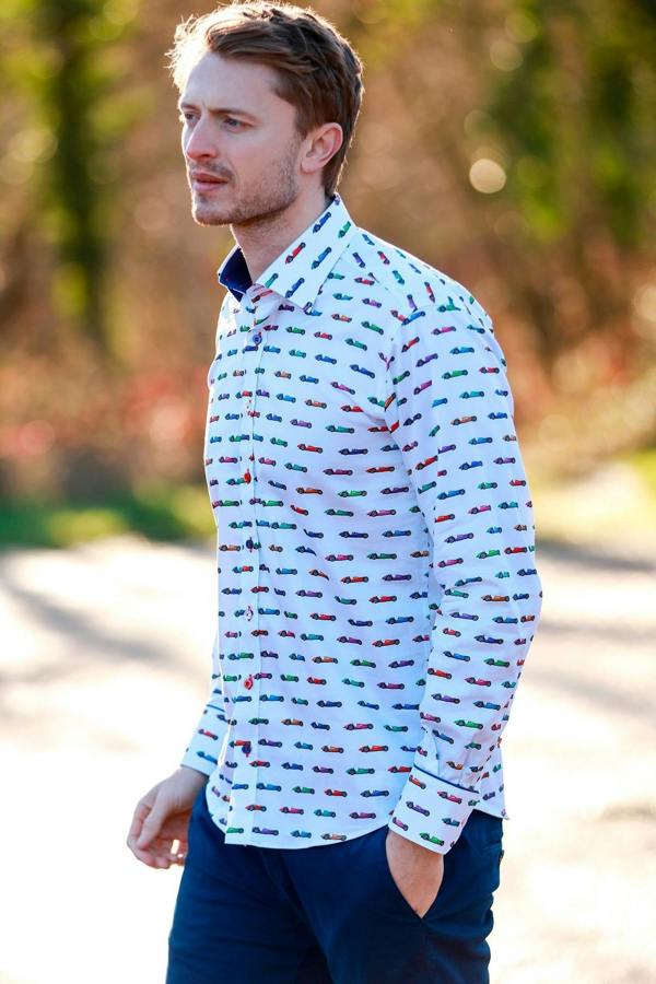 VINTAGE GRAND PRIX SHIRT - Premium Men's Patterned Shirt by Claudio Lugli | Bold Design, Tailored Fit, Best Printed Shirts