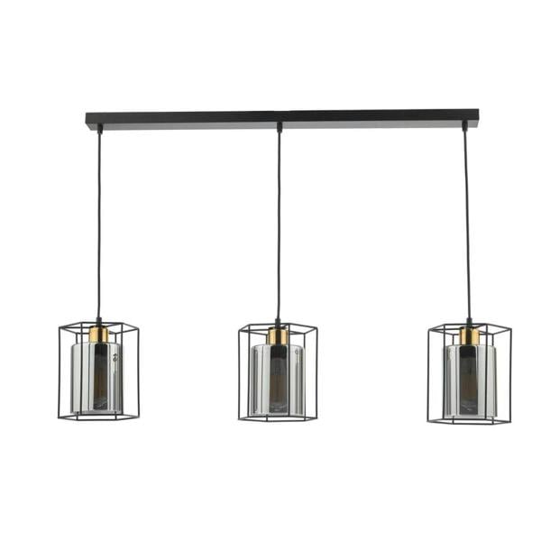 Pagazzi Lighting Sabrina 3 Light Black and Smoked Glass Ceiling Pendant Bar