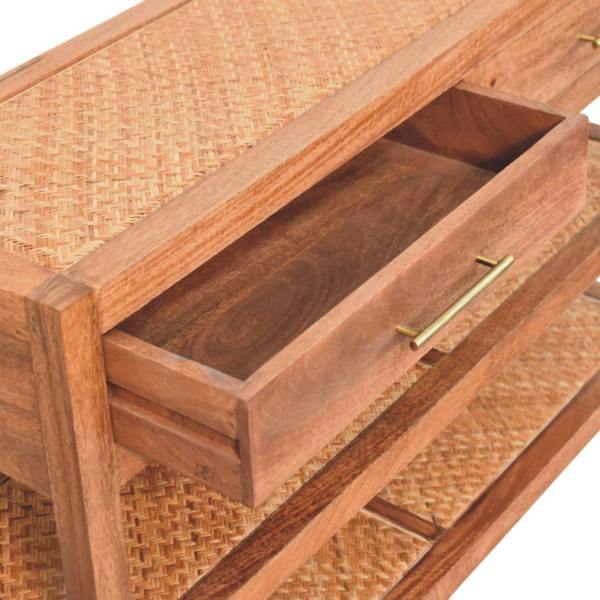 Artisan Furniture Solid mango wood Saffron Rattan Console