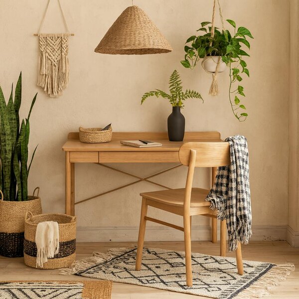 Wyld Haus Kyoto Natural Oak Veneer Wood Office Desk
