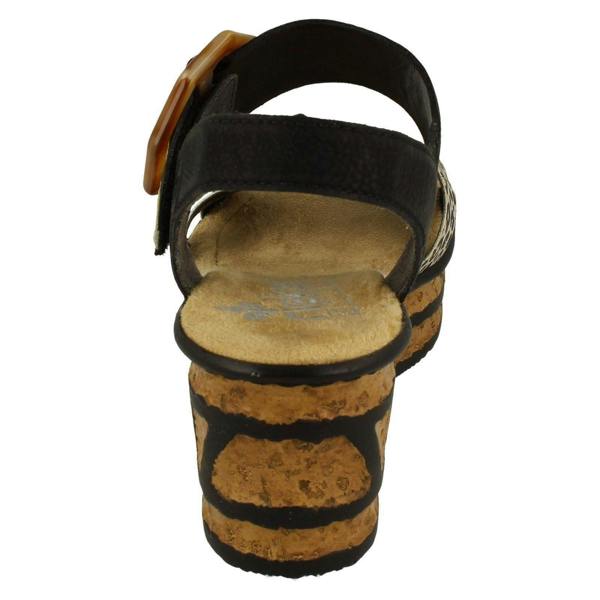 Rieker Ladies Rieker Buckle Detailed Wedge Sandal 68176