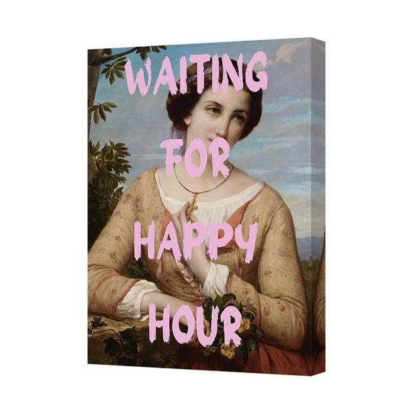 Benjamin Tate Design Waiting For Happy Hour Canvas Print Wall Art Vintage Portrait