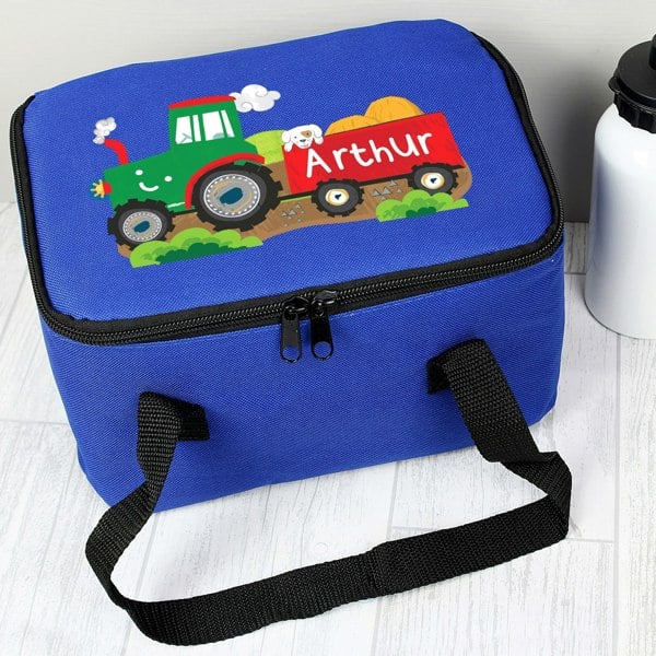 Personalised Memento Company Personalised Tractor Blue Lunch Bag