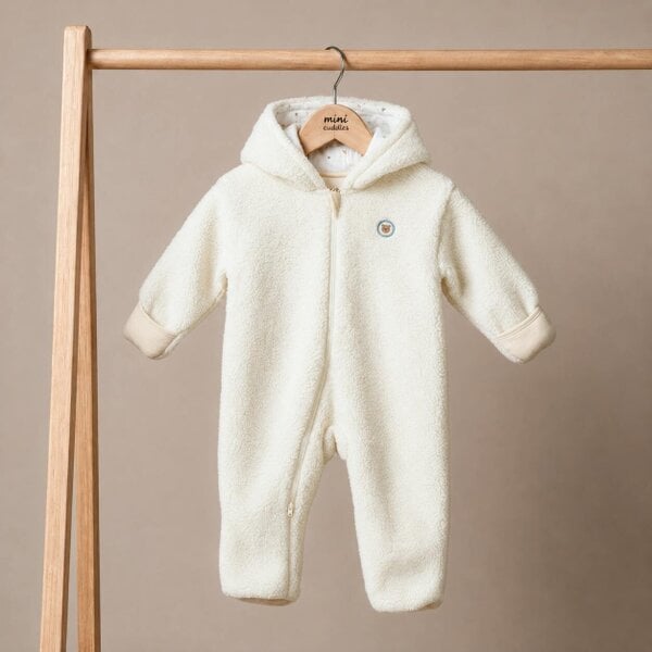 Mini Cuddles Little Bear Hooded Pramsuit (Cream)