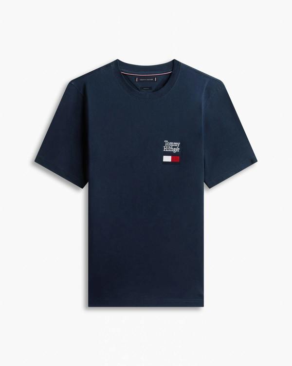 Tommy Hilfiger Brand Love Text Stack Mens T-Shirt - Desert Sky