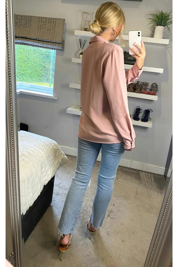 Hoxton Gal Long Sleeves Relaxed Fit Shirt in Pink