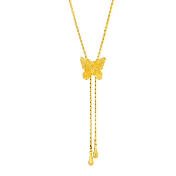 Gold Trip Vintage Butterfly Lariat Necklace