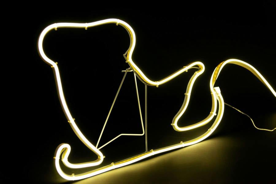 Reindeer with Sleigh Neon Effect Rope Light Silhouette with 90 Warm White LEDs image 1