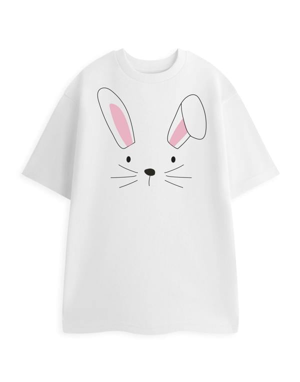 Show Me The Merch Unisex White Bunny Short Sleeved T-Shirt