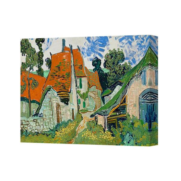 Benjamin Tate Design Impressionist Village Scene Canvas Wall Art Print With Orange Roofs