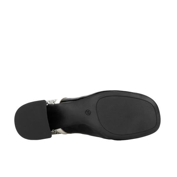 Embassy London Sovereign - Black & White Optical - Women's leather lace up shoe with block heel