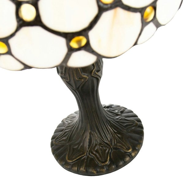 Traditional Amber Stained Glass Tiffany Table Lamp with Multiple Circular Beads Image 3