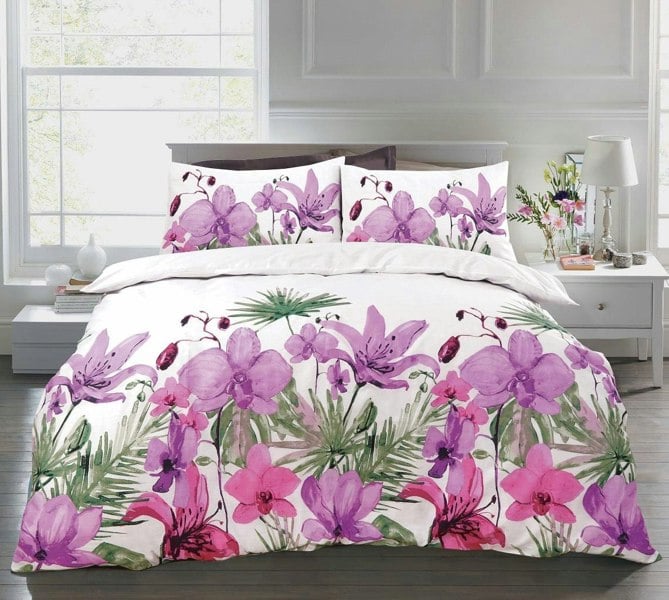 HomeSpace Direct Lily Lilac Duvet Cover Set