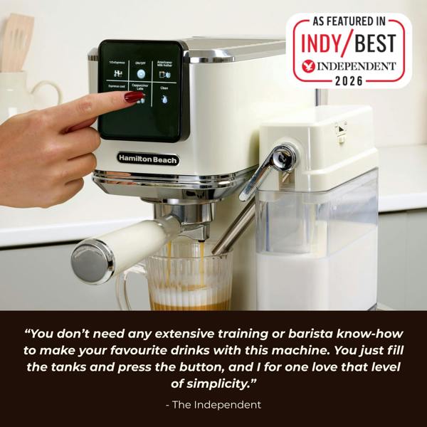 Hamilton Beach BaristaPro+ Touch 8-in-1 Espresso Machine Cream