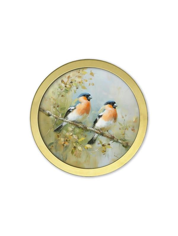 Exceptional Art Garden Birds - 30cm Gold Round Box Frame