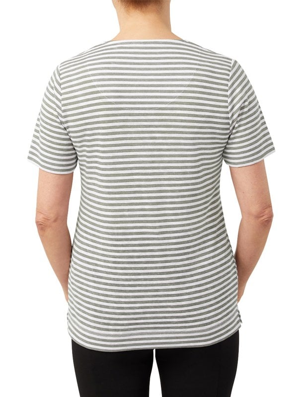 PennyPlain Printed Stripe Top - Sage