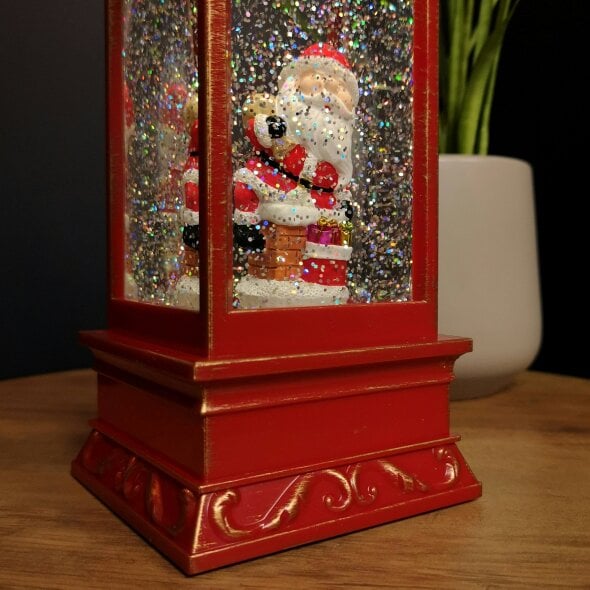 Samuel Alexander 29cm Battery Operated Light up SnowSwirl Santa Chimney Christmas Lantern Decoration